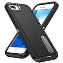 IDweel iPhone 8 Plus Case,iPhone 7 Plus/iPhone 6S Plus/iPhone 6 Plus Case with Build-in Kickstand,Heavy Duty Protection Shockproof Anti-Scratch Rugged Slim Fit Protective Durable Hard Cover,Black