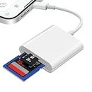 Dual Slot SD Card Reader for i-Phone i-Pad, Photography Memory Card Reader, Supports SD and TF Cards, Track Camera Viewer, Gaming SD Card Adapter, Plug and Play, Fast Transfer Photos and Videos