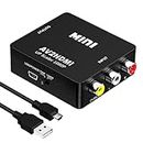 RCA to HDMI,AV to HDMI Converter, 1080P Mini RCA Composite CVBS Video Audio Converter Adapter Supporting PAL/NTSC for TV/PC/ PS3/ STB/Xbox VHS/VCR/Blue-Ray DVD Players