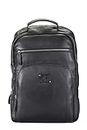 PICCO MASSIMO Leather Laptop Backpacks | Black | Professional Office Accessory | Durable Leather Construction | Multiple Compartments | Suitable for 17-inch Laptops | Comfortable Padded Back Panel