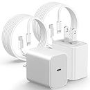 2Pack Apple iPhone Charger Fast Charging, 20W USB-C Wall Charger Block with 6FT Fast Charging Cable for iP14/14 Pro/14 Pro Max/13/13 Pro/12/12 Pro/12 Pro Max/11/Xs Max【MFi Certified】
