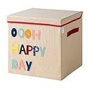 LIFENEY Aufbewahrungsbox mit Deckel und Happy Day I Spielzeugbox mit Motiv passend für Würfelregale I Ordnungsbox für das Kinderzimmer I Aufbewahrungskorb Kinder