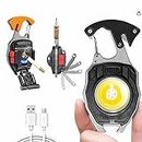 ZXCVB Multifunction Keychain Flashlight, Mini Keychain LED Small Flashlight, 6 Modes Rechargeable Lighter (Black)