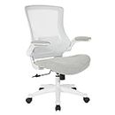 Office Star White Screen Back Manager's Office Chair with Padded Color Flip Arms with White Nylon Base, Linen Stone Fabric