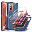 YmhxcY for Galaxy Note 20 Case with Self Healing Flexible TPU Film[2 Pack] and Camera Lens Screen Protective Film[2 Pack],Heavy Protection Cover For Samsung Galaxy Note 20-Blue/Orange