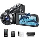 Video Camera Camcorder 4K 42MP 18X Digital Zoom IR Night Vision YouTube Camera Recorder for YouTube 3.0" 270° Rotating Screen Vlogging Camera YouTube with Batteries,LED Fill Light,Remote Control