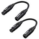 Cable Matters 2-Pack 5 Pin to 3 Pin DMX Lighting Cable 6 Inches (5-Pin Male to 3-Pin Female XLR Cable, 3 Pin to 5 Pin DMX Adapter Cable) in Black