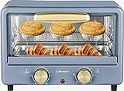 Belaco BTO-1010L Retro look Mini 10L Toaster Oven Tabletop Cooking Baking Portable Oven 750w 60 min Timer 100-230° Stainless Steel Heating Tube incl. Baking Tray & Wire Rack