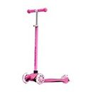 Swagtron K5 3-Wheel Kids Scooter with Light-Up Wheels | Quick Assembly | ASTM-Certified | Height-Adjustable for Boys or Girls Ages 3+ (Pink)