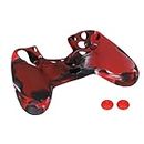 for PS4 Controller Protector Cover Skin, Silicone Protective Case Cover for Playstation 4 Controller with 2 Thumb Grips for PS4 Controller(Camouflage Red)