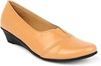 Style Buy Style Comfortable Stylish Solid Wedge Heel Slip-On Formal Shoes for Womens & Girls Beige