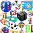 Paochocky 18 Pcs Fidget Toys Set,Sensory Toys for Autism ADHD,Stress Reliever with Toy Box Magic Burger Cube,Flippy Chain Stress Ball Anti-anxiety Birthday for Teen Children Adult