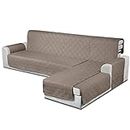 TAOCOCO Waterproof Sectional Couch Covers L Shaped Sofa Covers Chaise Lounge Cover 3pcs Reversible Sofa Covers for Sectional Sofa Pet Kids Furniture Protector with Elastic Straps(X-Large, Taupe)