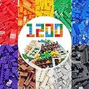WYSWYG Building Bricks Classic 1200 Pieces Building Blocks Box Set for 6 Year Old up Kids Compatible with All Major Brands 10 Classic Colors, 14 Bulk Shapes