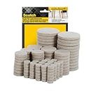 Scotch Felt Pads 162 PCS Beige, Felt Furniture Pads for Protecting Hardwood Floors, Round, Assorted Sizes Value Pack, Self-Stick design, Protecting from nicks, dents and scratches (SP845-NA)
