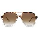 SOJOS Retro Polarized Aviator Sunglasses for Women Men Classic 70s Vintage Trendy Square Aviators SJ2174, Tortoise Gradient Brown/Brown