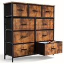 9Drawers Fabric Dresser Bedroom Chest Furniture Tower Rustic with Storage Bins