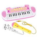 Love&Mini Piano Toy Keyboard for Kids - Birthday Gifts for 3 4 5 Years Old Girls Toys with 31 Keys and Microphone Musical Instrument Toys for Girls Gifts (Pink)