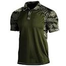 Mens Camouflage Outdoor Polo Shirt Short Sleeves Military Tactical Golf T-Shirts Athletic Moisture Wicking Casual Tees(Grey,3X-Large)