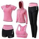 XPINYT Workout Sets for Women Clothes Tracksuit Sport Yoga Fitness Gym Tennis Exercise Workout Clothes Athletic Activewear Sets (Pink 03, L)