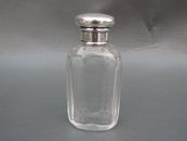 Botella de perfume colonia de vidrio corte plateado