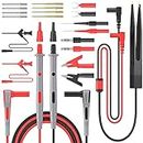 Proster Multimeter Leads Kit 23 in 1 Test Leads with Alligator Clips Test Probe Spring Test Hook Clip Banana Plug SMD Patch Test Clip Electric Tester Leads for Multimeter Tester