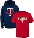 MLB Youth 8-20 Polyester Performance Primary Logo Pullover Sweatshirt Hoodie & T-Shirt 2 Pack Set