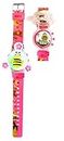 Dreamy Bee Soft Rubber Silicone Light with Spinner Cartoon Cap Cover Non Breakable Kids Digital Wrist Watch - Pack of 1 (Pink)