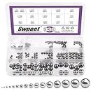Swpeet 330Pcs 16 Size 1mm 2mm 2.5mm 3mm 3.5mm 4mm 4.5mm 5mm 5.5mm 6mm 7mm 8mm 9mm 10mm 11mm 12mm Metric Steel Loose Bicycle Bearing Steel Ball Precision Balls Assortment Kit for Bicycles Casters