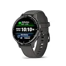 Garmin Venu 3S Slate Stainless Steel Bezel 1.2-Inch AMOLED Touchscreen Display Smart Watch with 41mm Pebble Gray Case and Silicone Band