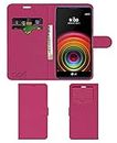 ACM Leather Window Flip Wallet Front & Back Case Compatible with Lg X Power K220dsz Mobile Cover Pink