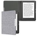 kwmobile Case Compatible with Kobo Glo HD/Touch 2.0 - Book Style Fabric e-Reader Cover Flip Folio Case - Light Grey