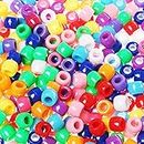 1200 Pcs Pony Beads Bulk, Multicolored Plastic Bracelet Beads Round Rainbow Beads for Crafting Jewelry Making