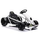 24V Go Kart for Kids 8-12 Years, 300W*2 Extra Powerful Motors, 9Ah Large Battery 8MPH High Speed Drifting with Music, Horn,Max Load 175lbs Outdoor Ride On Toy for Teens (White)