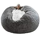 Cookit Bean Bag Chair Cover(Cover Only,No Filler) Chair Cushion, Big Round Soft Fluffy PV Velvet Washable Lazy Sofa Bed Cover, Living Room bedroom Furniture,5ft/150cm Drak Grey