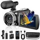 Vmotal Videocamera 4K 48MP Foto/Videoregistratore 4K 60FPS, Videocamera Digitale per YouTube Vlogging con Microfono Wireless/Scheda SD/2 Batterie/Telecomando