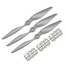 uxcell RC Propellers CW 10x7 Inch 2-Vane for Airplane Nylon Gray 3Pcs with Adapter Rings