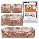 [Variety 4 Pack] Plastic Furniture Covers for Moving & Storage - Plastic Couch Covers for Sofa, Loveseat & 2 Armchairs - 2 Mil Couch Cover for Moving - Plastic Cover for Couch - Sofa Cover for Moving