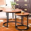 Priti Coffee Table Set: Nesting Side Tables with Chipboard Tops, Sturdy Metal Frame, Modern Industrial Design - Ideal for Living Room, Bedroom, Apartment, and More