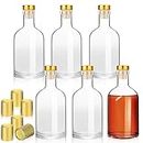 zsccxq 6 Pack 3.3 oz Clear Glass Bottles for Wine Heavy Base Nordic Vodka Bottles with T Top Cap Empty Whiskey Bottle for Wine Beverages Drinks Oil Vinegar Kombucha Beer Water Soda（Gold）