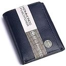 HAMMONDS FLYCATCHER Wallet for Men - Blue | Genuine Leather Trifold Money Wallet | RFID Protected Wallets for Men| 4 ATM Credit/Debit Card Slots, Hidden Pockets | Stylish Men's Purse - Gift for Him