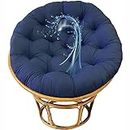 Papasan Chair Cushion, Round Hanging Egg Hamac Chair Pads avec cravates Matelassé Design Swing Chair Coussins pour intérieur extérieur,Bleu,60X60CM