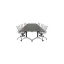 60" x 132" Flip Top Modular Conference Table & White Leather Chairs - Conference Set