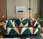 FASSCETE Sofa Cover 3 Seater, Stretchable 3 Seater Sofa Cover, Universal Fit Elastic Sofa Slipcover for Living Room Triple Seater Protective Couch Case (185 x 230 Cm) (Zig-Zag-Multi)