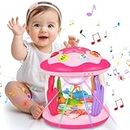 Aboosam Baby Girl Toys 6-12 Months: Babies Ocean Rotating Light Up Musical Toys 12-18 Months Crawling Learning Infant Toys for Toddlers 1 2 3 Years Old Baby Girl Gifts (Pink)