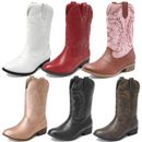 Kids Cowgirl Cowboy Western Boots Girls Mid Calf Boots Riding Boots