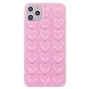 DMaos iPhone 11 Case for Women, 3D Pop Bubble Heart Kawaii Gel Cover, Cute Girly for iPhone11 6.1 inch - Pink