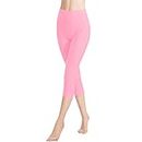 Libella Legging Femme 3/4 Pantalon Coton de Sport Jegging Taille Haute Femmes Yoga Opaque Doux Grande Taille Fitness Multicolore4161-1-Rose-2XL