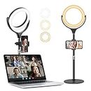 Ring Light for Laptop with Stand&Phone Holder, Video Conference Lighting Zoom Meeting Halo Webcam Light 7" Desktop LED Selfie Ring Light for PC Monitor/Makeup/YouTube/Live Streaming/Photo/Tiktok