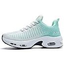 QAUPPE Womens Fashion Lightweight Air Sports Walking Sneakers Breathable Gym Jogging Running Tennis Shoes US 5.5-11 B(M)…, Whitegreen, 6.5